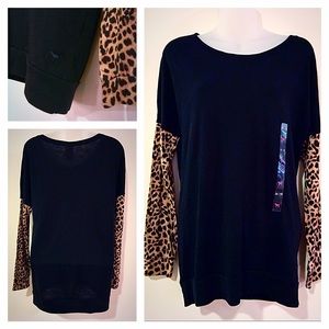 PINK Leopard Sleeve Shirt - NWT