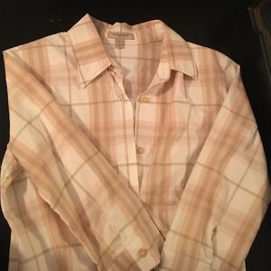 Ladies Burberry 3/4 sleeve button up shirt, size 6