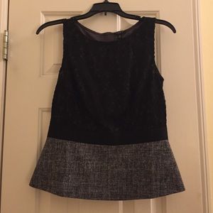 Ann Taylor 2P black lace peplum top