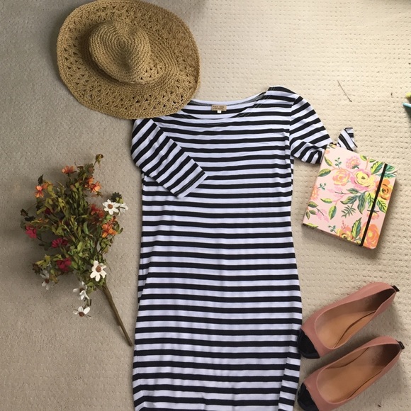 Black and white striped Piko dress size SMALL
