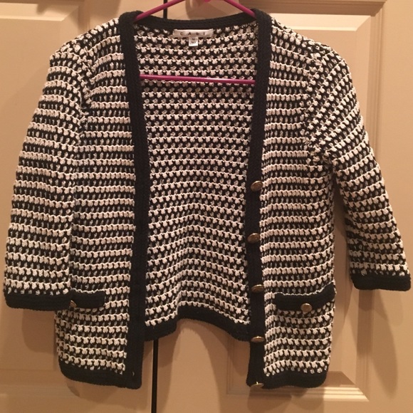 Cabi Black and White Knit Cardigan