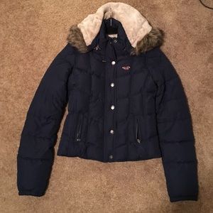 Navy Blue Hollister Puffer Jacket