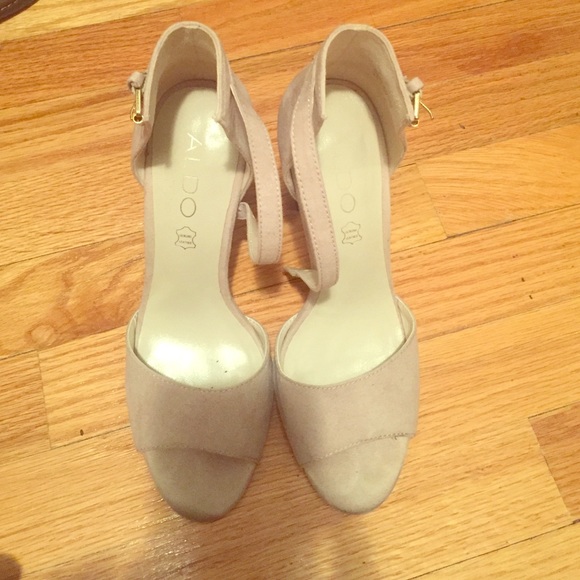 Nude, suede heels from Aldo
