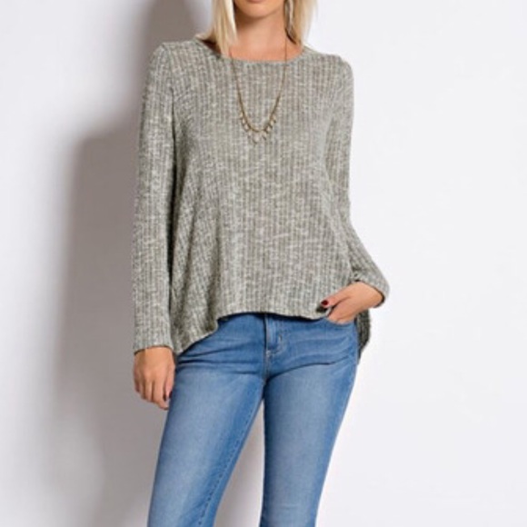 Grey long sleeve contrast lace top. Price firm. - Picture 2 of 4