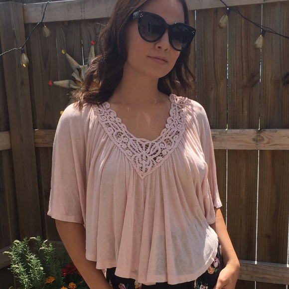 Rose Pink Sheer Bohemian Crop - Picture 1 of 6