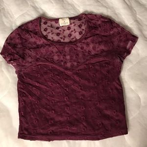 URBAN OUTFITTERS MAROON LACE CROP TOP!