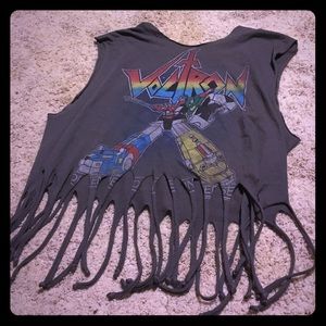 Gray VOLTRON fringe top