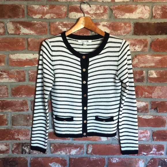 B&W Striped Cardigan