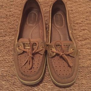 Tan and gold Sperry Topsider shoes size 6