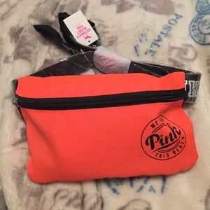 Pink fanny pack and koozie set