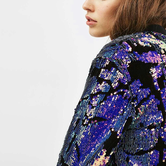 (ISO) TOPSHOP Sequin Velvet Bomber Jacket - Picture 2 of 3
