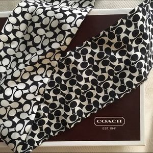 Coach Black & White Silk Head Scarf