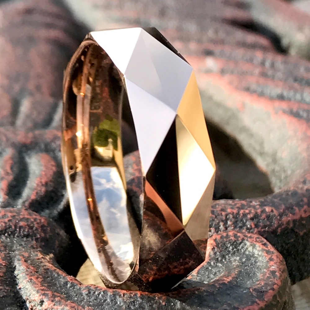 NEW men's tungsten carbide ring Rose Gold