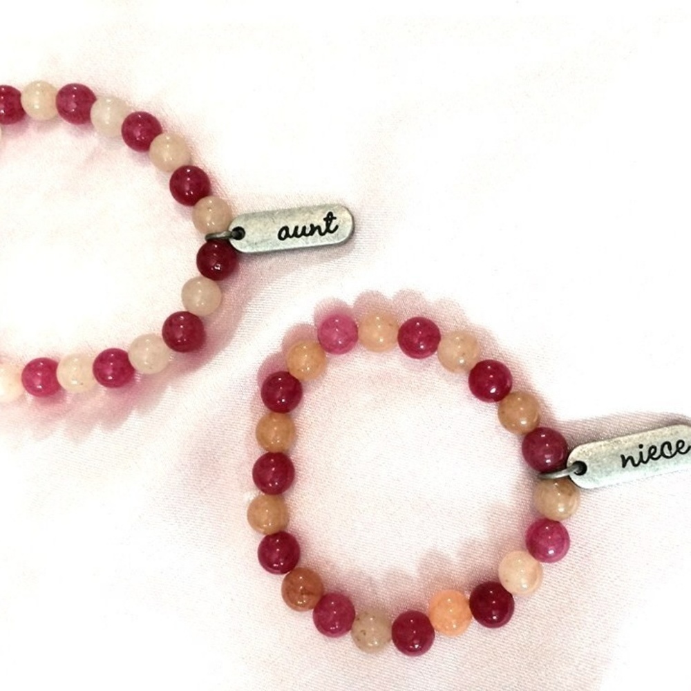 🔵 GENUINE ROSE & CITRINE QUARTZ MATCHING BRACELET