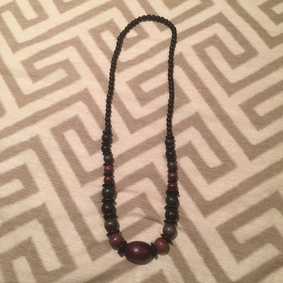 Oversize wooden beaded necklace