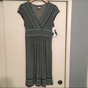 Blue and Brown Empire Waist Dress