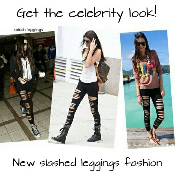 🔴2 for $35🔴Celebrity Slashed Leggings - Picture 2 of 5