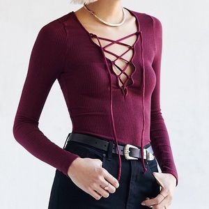 Urban Outfitters Lace-Up Long Sleeve Top