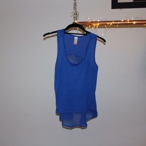 Blue sheer tank top