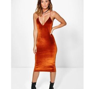 Velvet strappy slip dress