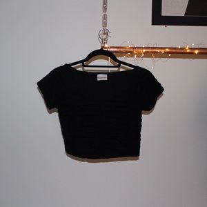 Textured black crop top