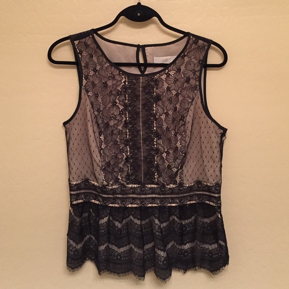 Black Lace Peplum Top