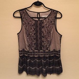 Black Lace Peplum Top