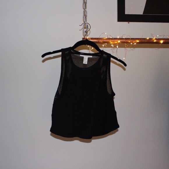 Black netted crop top