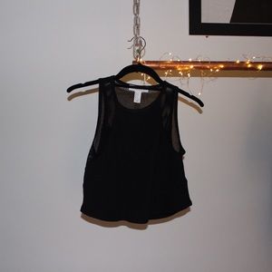 Black netted crop top