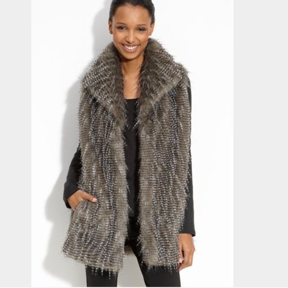 Kristen Blake Faux Ostrich Fur Vest