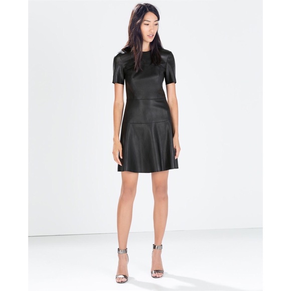 Zara black leather dress sz M