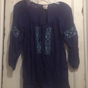 Navy embroidered blouse