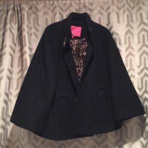 Betsey Johnson Black Cape jacket. TRENDY!