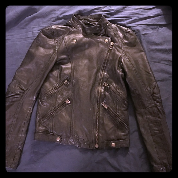Zara Black Leather Biker Jacket