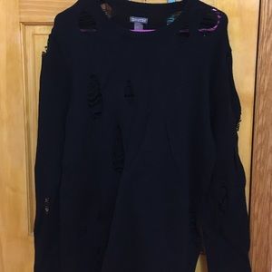 black distressed sweater