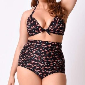 High waisted flamingo bikini