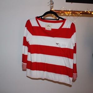 Orange and white stripped tee