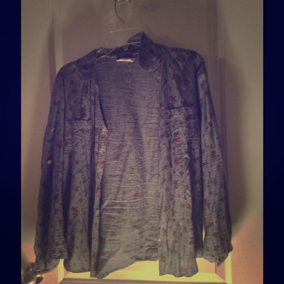 Denim with roses blouse