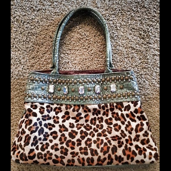 KurtMen Antique Croc with Leopard Hair on Hide