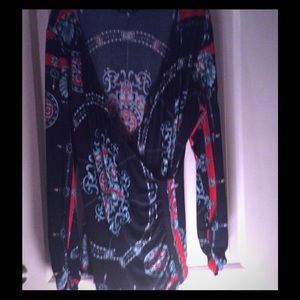 Navy blouse with charms