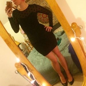Guess Bodycon Dress • Black w/ Polka Dots • XS