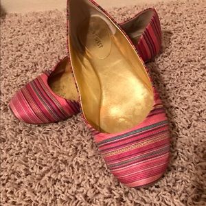 Striped-pink ballet flats