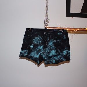 Black and blue tie dye shorts