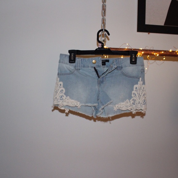 Light was jean shorts