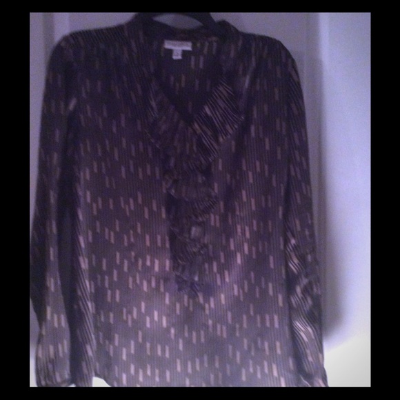Black and Tan ruffle blouse