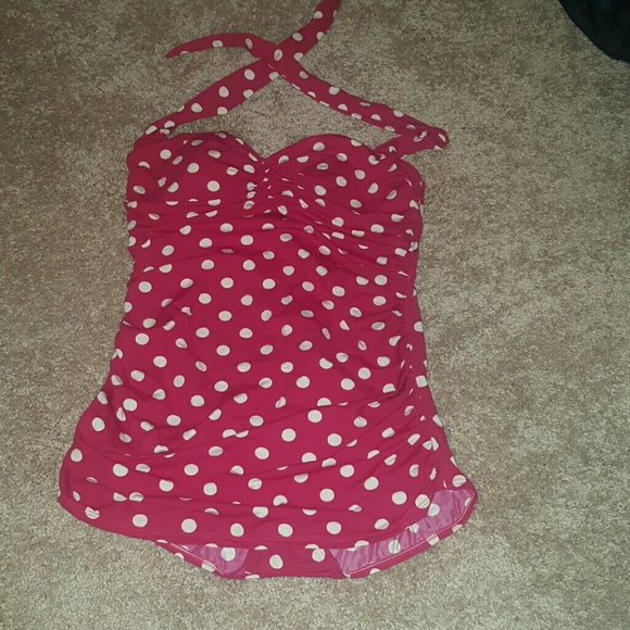 Red polka dot bathing suit