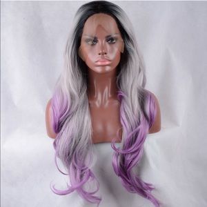 Gorgeous deep lace front purple and grey mixed wig