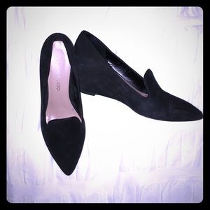 Franco Sarto "Samba" black suede wedge