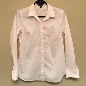 Peach/White Ann Taylor Striped Button-Down Blouse