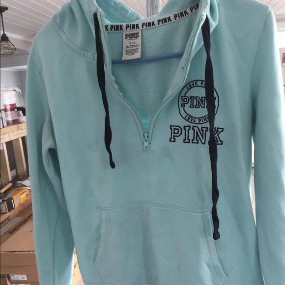 VS pink sweatshirt three quarter zip